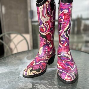 DAV Psychedelic Cowboy Rain Boots